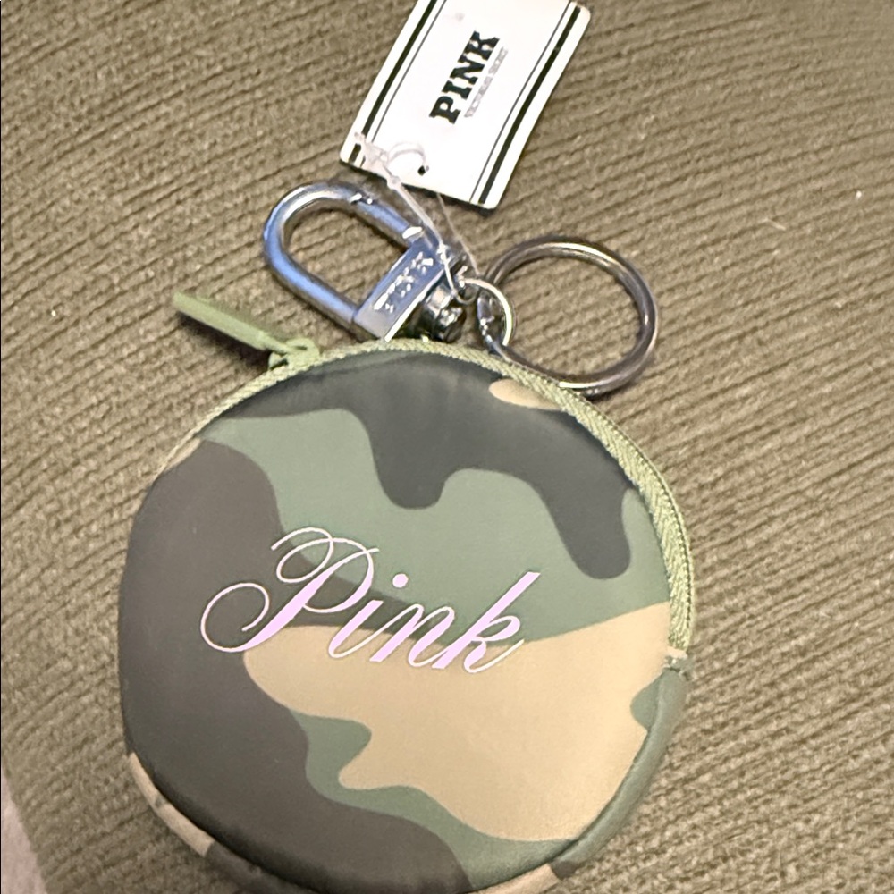 BNWT- PINK Victoria's Secret Camouflage Coin Pouch, Bag Charm